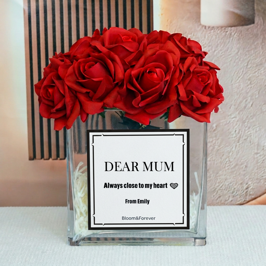 Personalised Bloom 01 — Scented Eternal Red Silk Roses