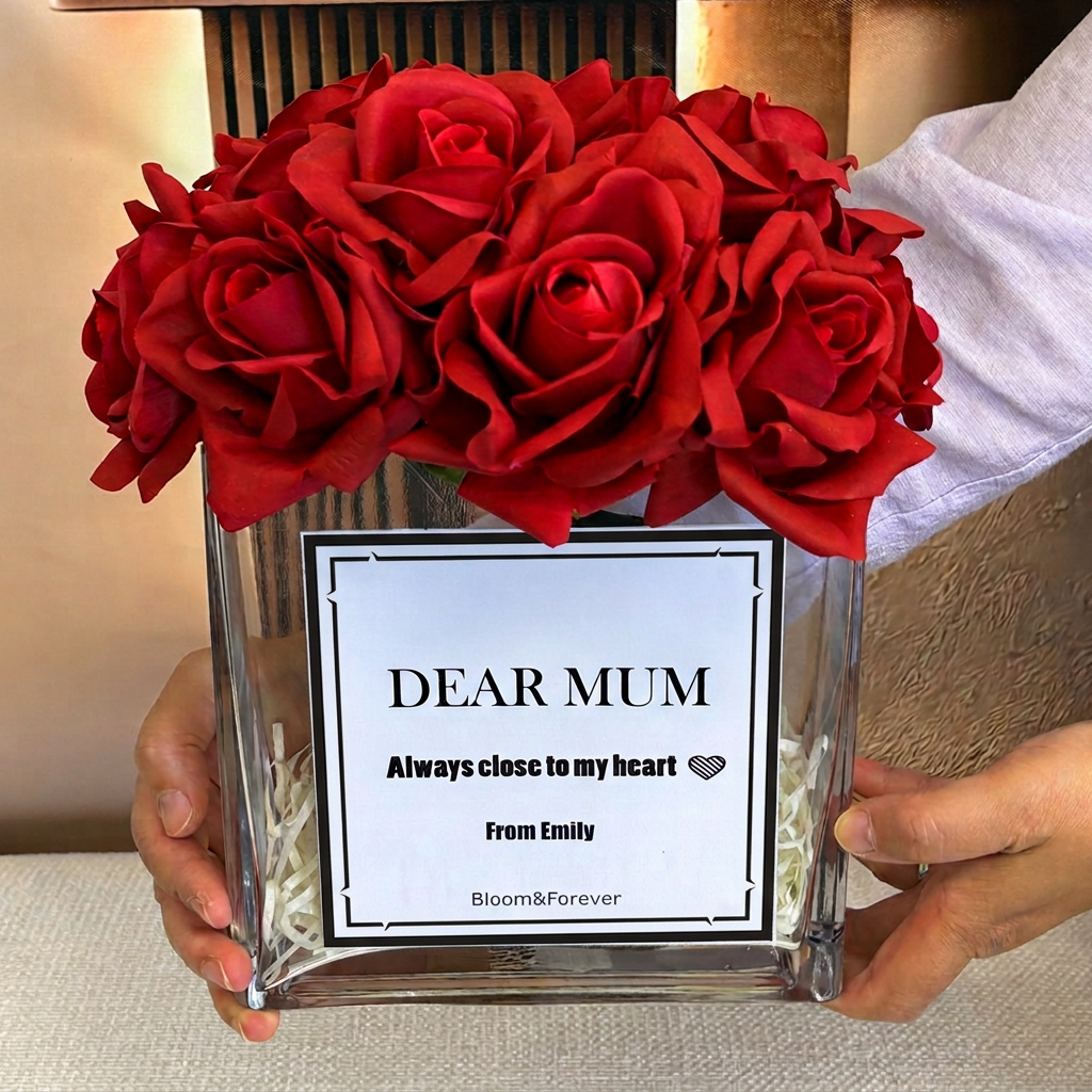 Personalised Bloom 01 — Scented Eternal Red Silk Roses