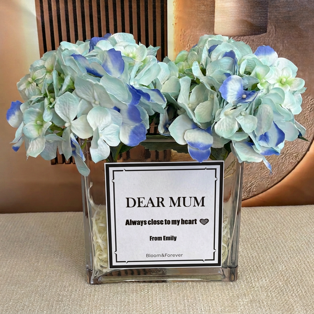 Personalised Bloom 02 — Scented Eternal Blue Silk Hydrangeas