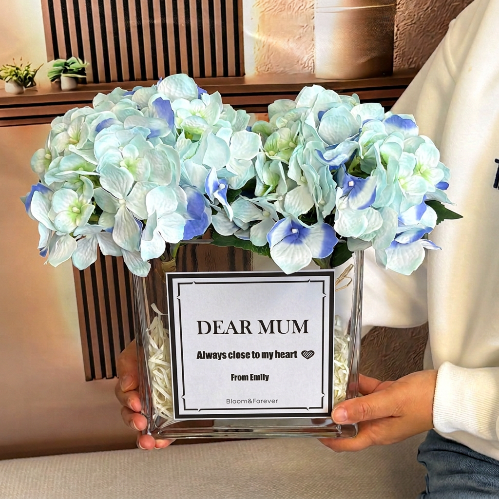 Personalised Bloom 02 — Scented Eternal Blue Silk Hydrangeas
