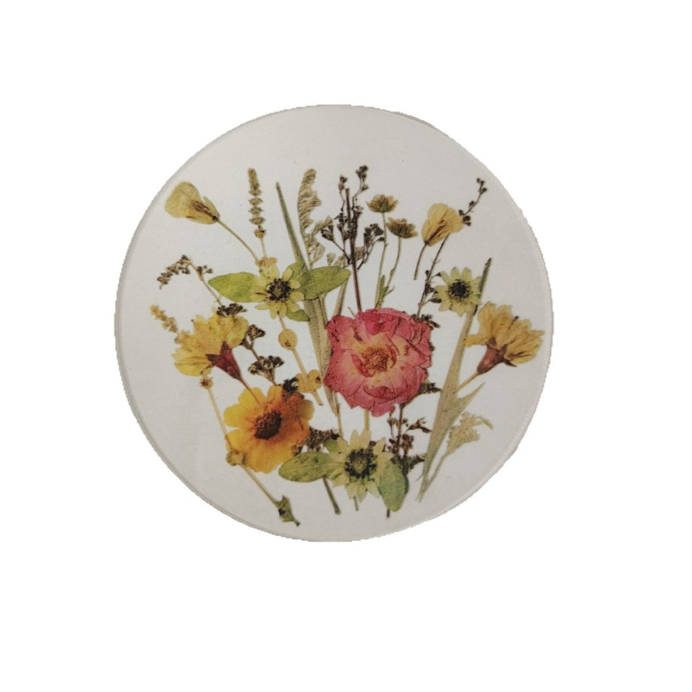 Close-up of acrylic colorful printed coasters design