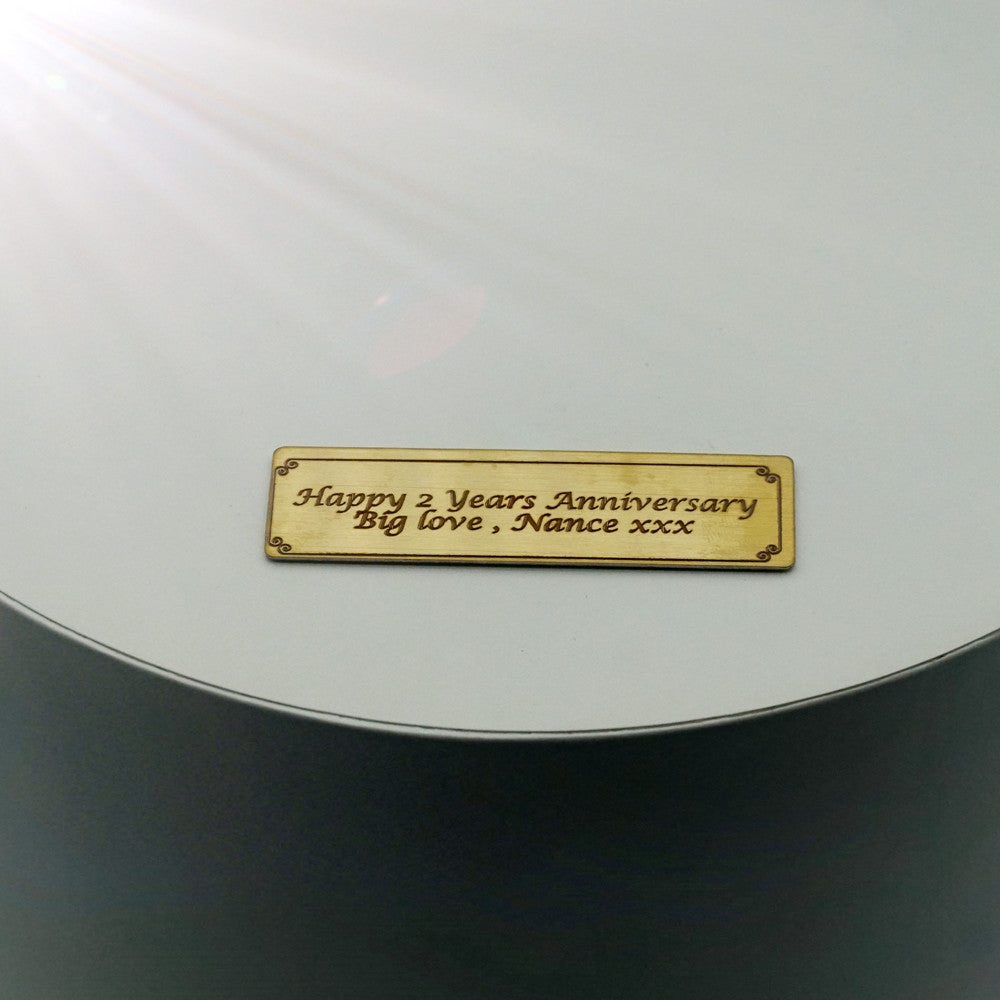 Personalised engraving plaque sample for Classic Round Eternal Rose Gift Box-Red