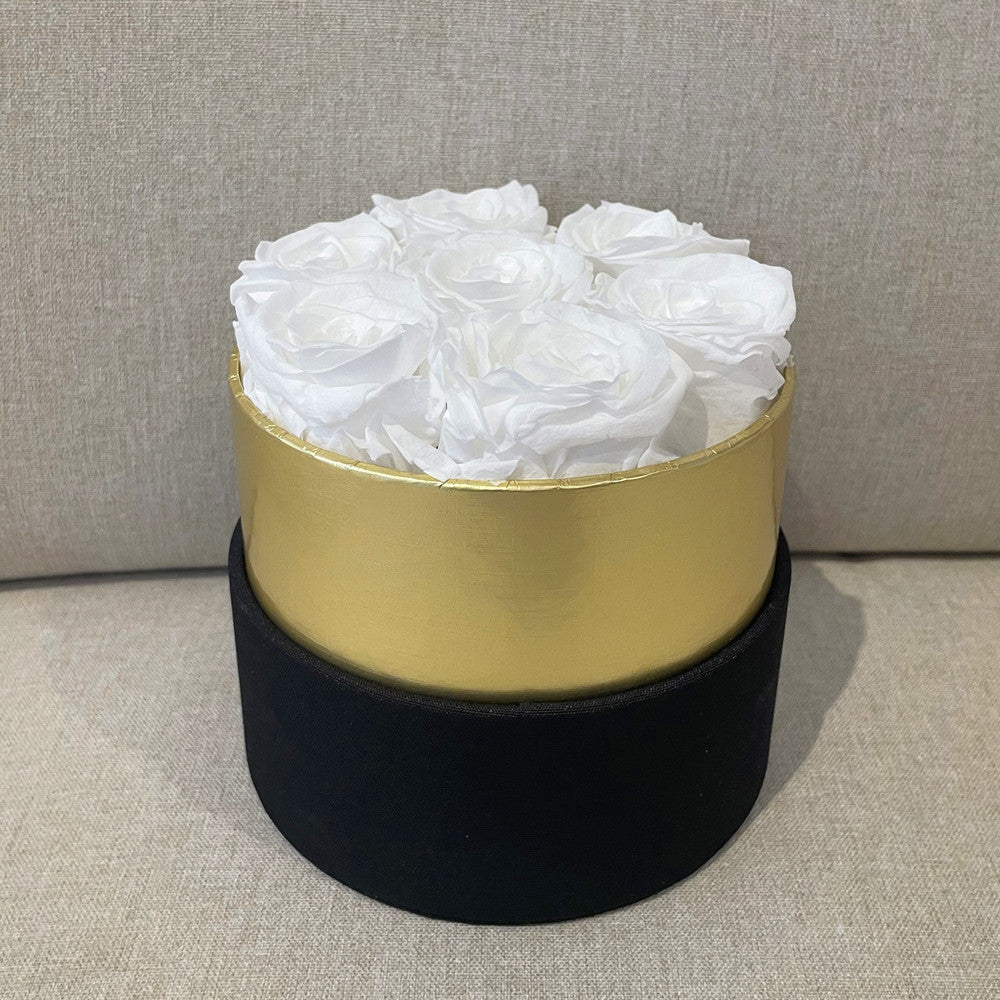  white classic round eternal rose gift box design