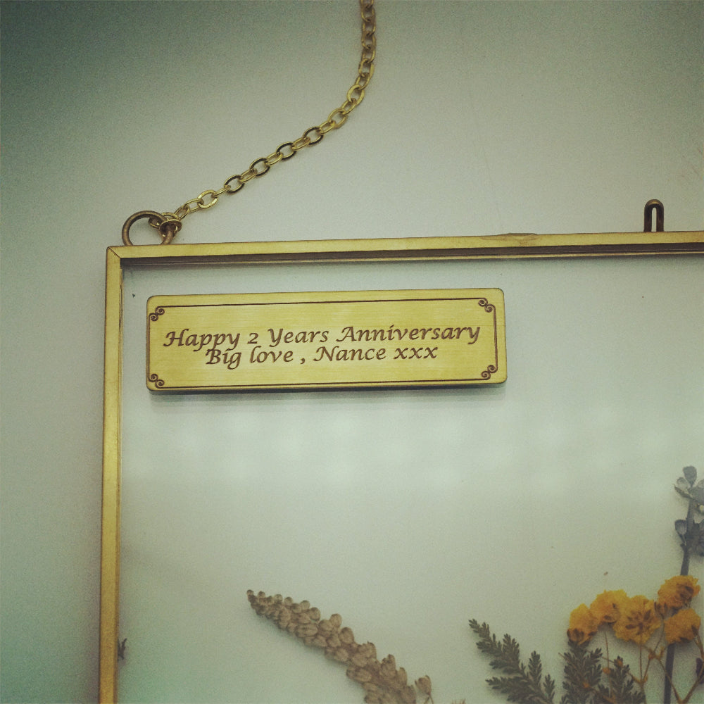 Personalised engraving plaque sample for Eternal Pressed Bouquet -Metal Frame Portrait