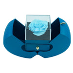 Eternal rose apple and jewelry gift box in blue, front view