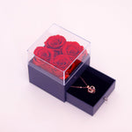 Eternal rose jewelry drawer box in red, front view