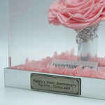 Personalised engraving plaque sample for Giant Eternal Pink Rose - Acrylic Box Gift