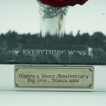 Personalised engraving plaque sample for Giant Eternal Red Rose - Acrylic Box Gift