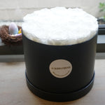 Close-up of white grand round eternal rose gift box design