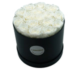 Grand round eternal rose gift box in white, front view