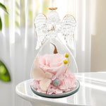Mini everlasting pink rose dome – Angel’s Embrace, front view