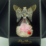 Mini everlasting pink rose dome – Angel’s Embrace displayed in gift box