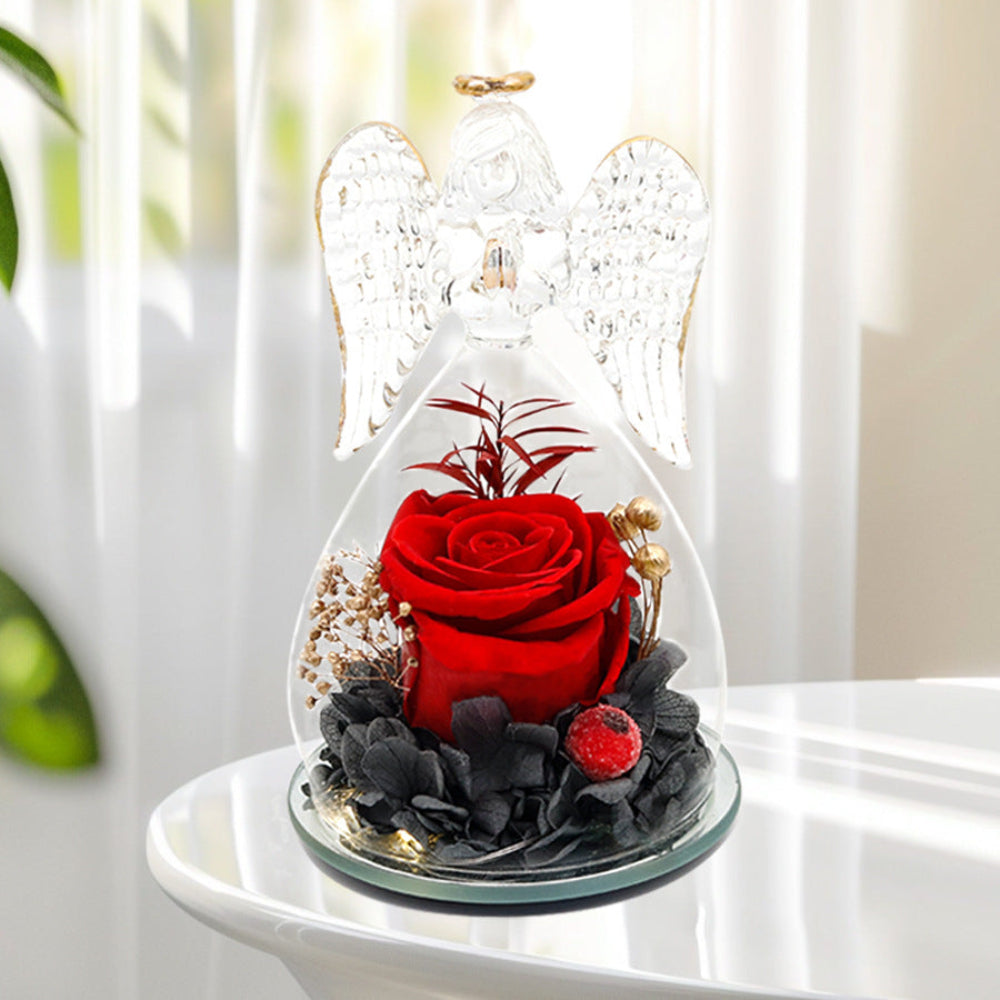 Mini everlasting red rose dome – Angel’s Embrace, front view