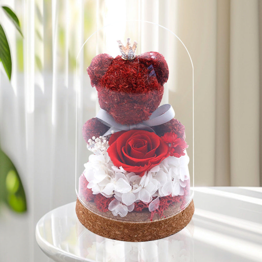Mini everlasting red rose dome – Crown of Love, front view