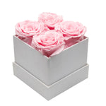 Mini square eternal rose gift box in pink, front view