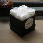 Mini square eternal white gift box in pink, front view