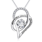 Moon & Back sterling silver heart necklace, front view