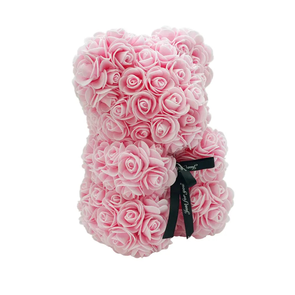 Close-up of pink rose bear, 25 cm