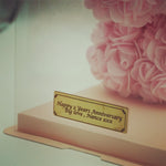 Personalised engraving plaque sample for Pink Rose Bear - 25cm