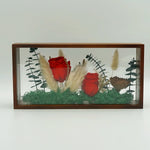 Close-up of preserved flower frame in Crimson Rose Forest design