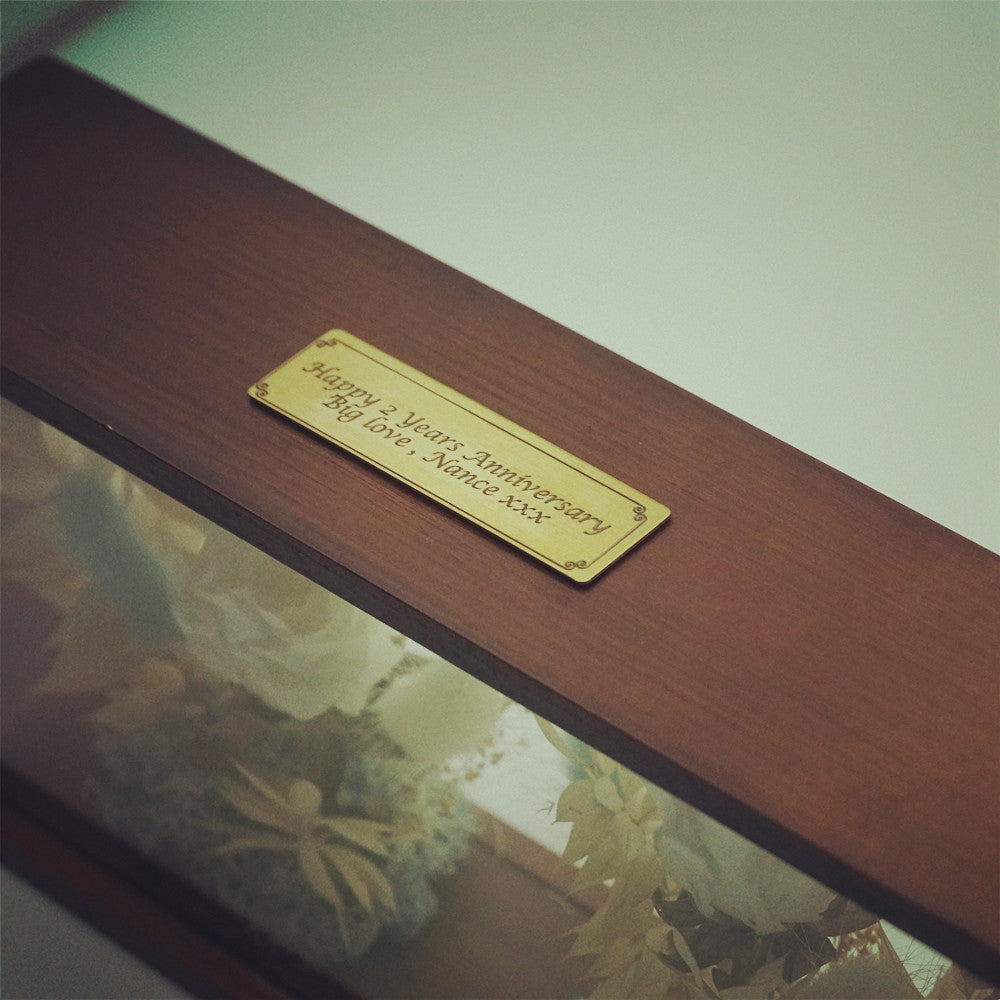 Personalised engraving plaque sample for Preserved Flower Frame-Crimson Rose Forest