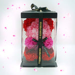 Rainbow mix rose bear, 25 cm, displayed in gift box