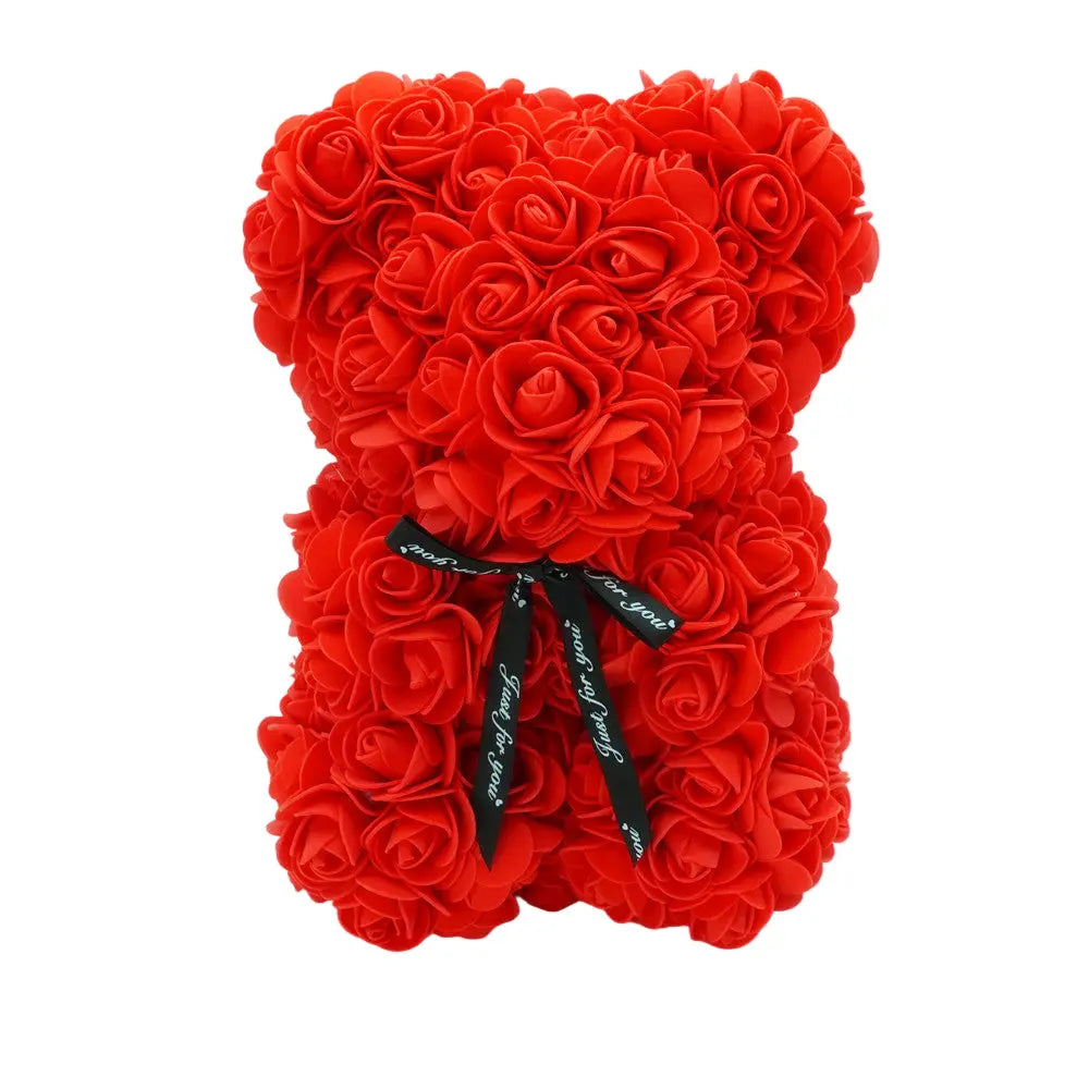 Red rose bear, 25 cm, front view