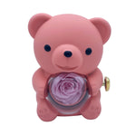 front of authenticity for pink rotating eternal rose bear