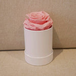 Close-up of pink mini square eternal rose gift box design