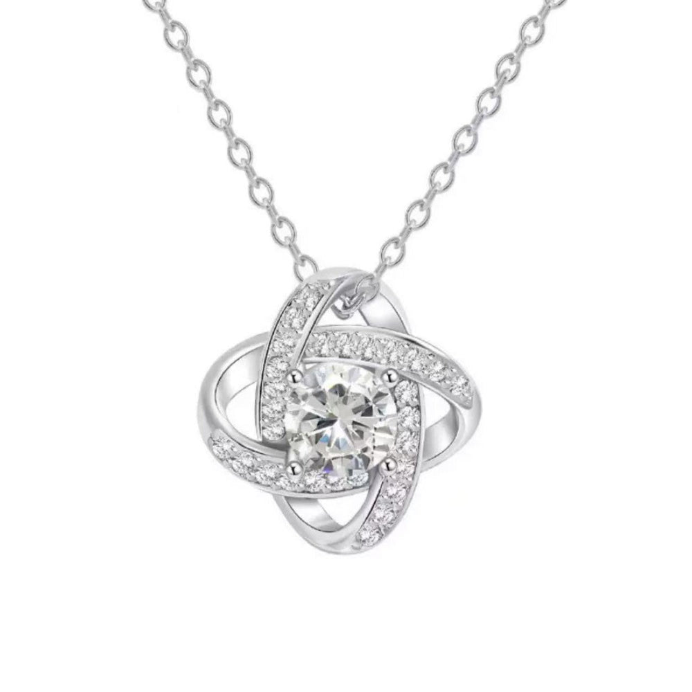 Trendy openwork four-leaf clover necklace, front view